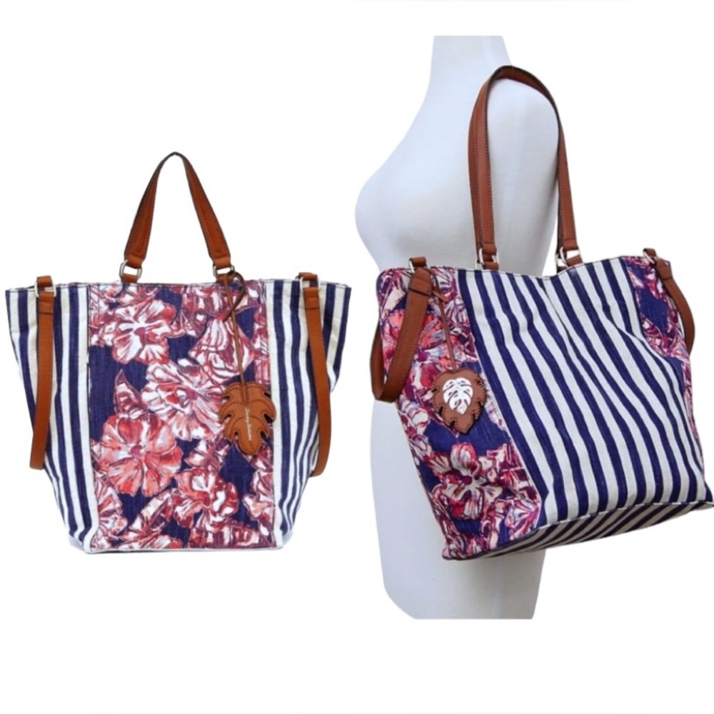 Tommy Bahama Island XLarge Tote Lots of Compartments Magnetic Clasps Colorful